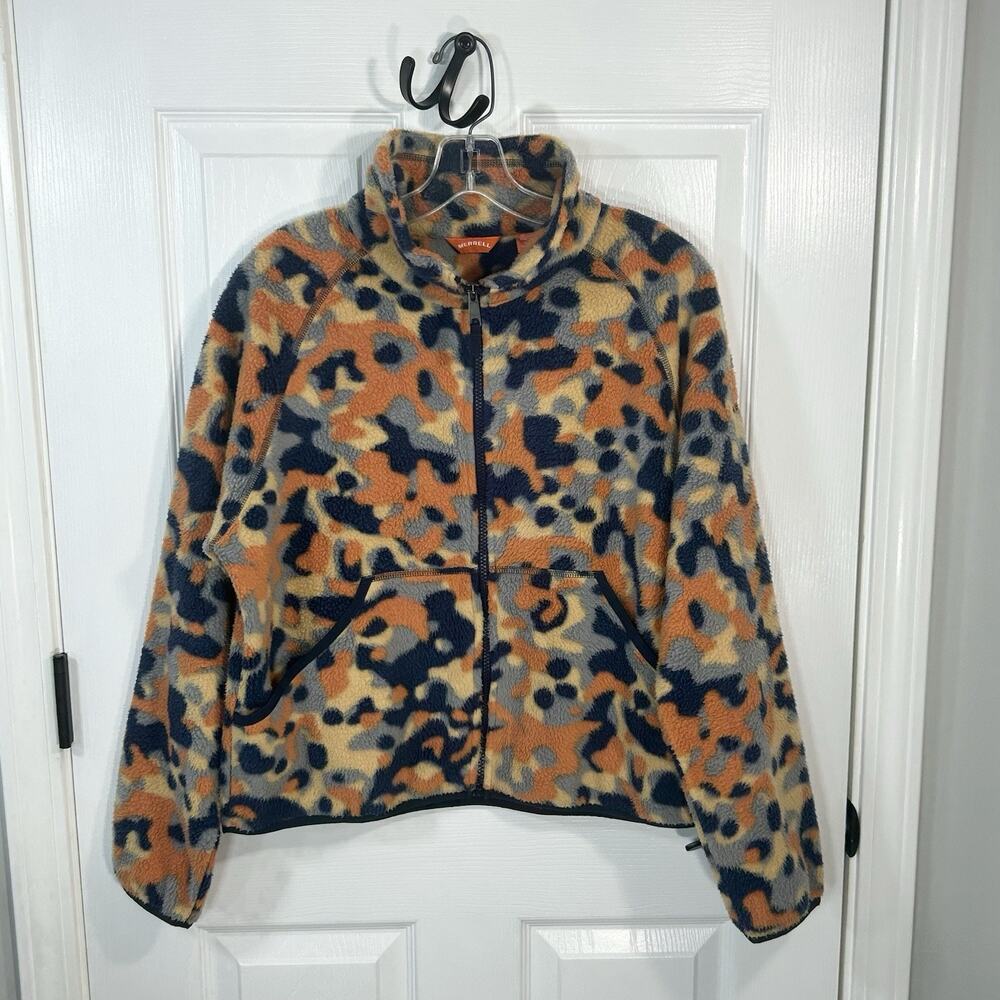 Merrell Women's Full Zip Fleece Jacket Clay Camouflage Orange Size M